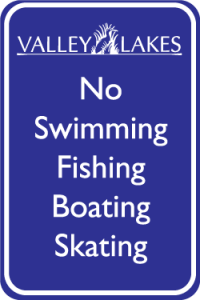 No Swimming Sign No Swimming Sign in Valley Lakes.