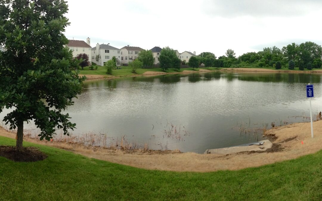 Pond 5 herbicide panorama Valley Lakes Community Association